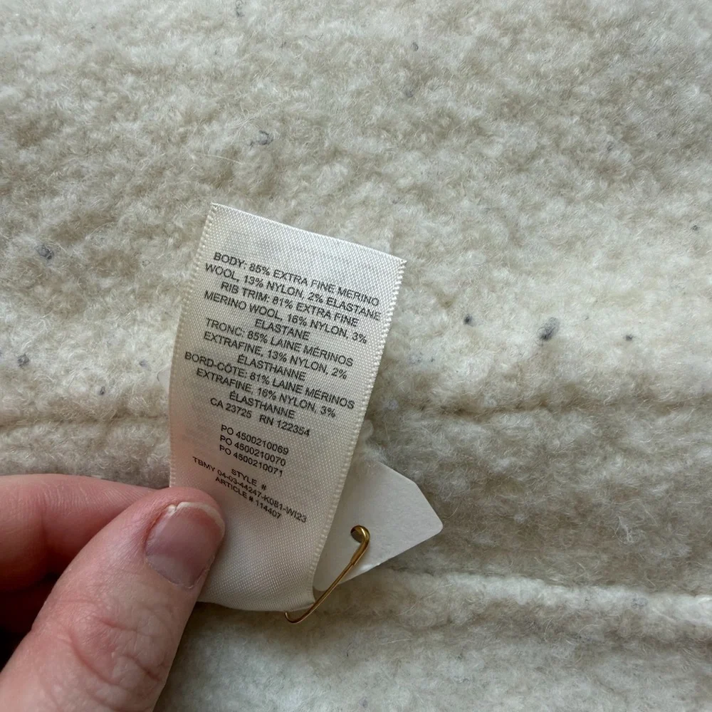 Aritzia Wilfred Cream Bouclé Button-Front Cardigan - Picture 7 of 8